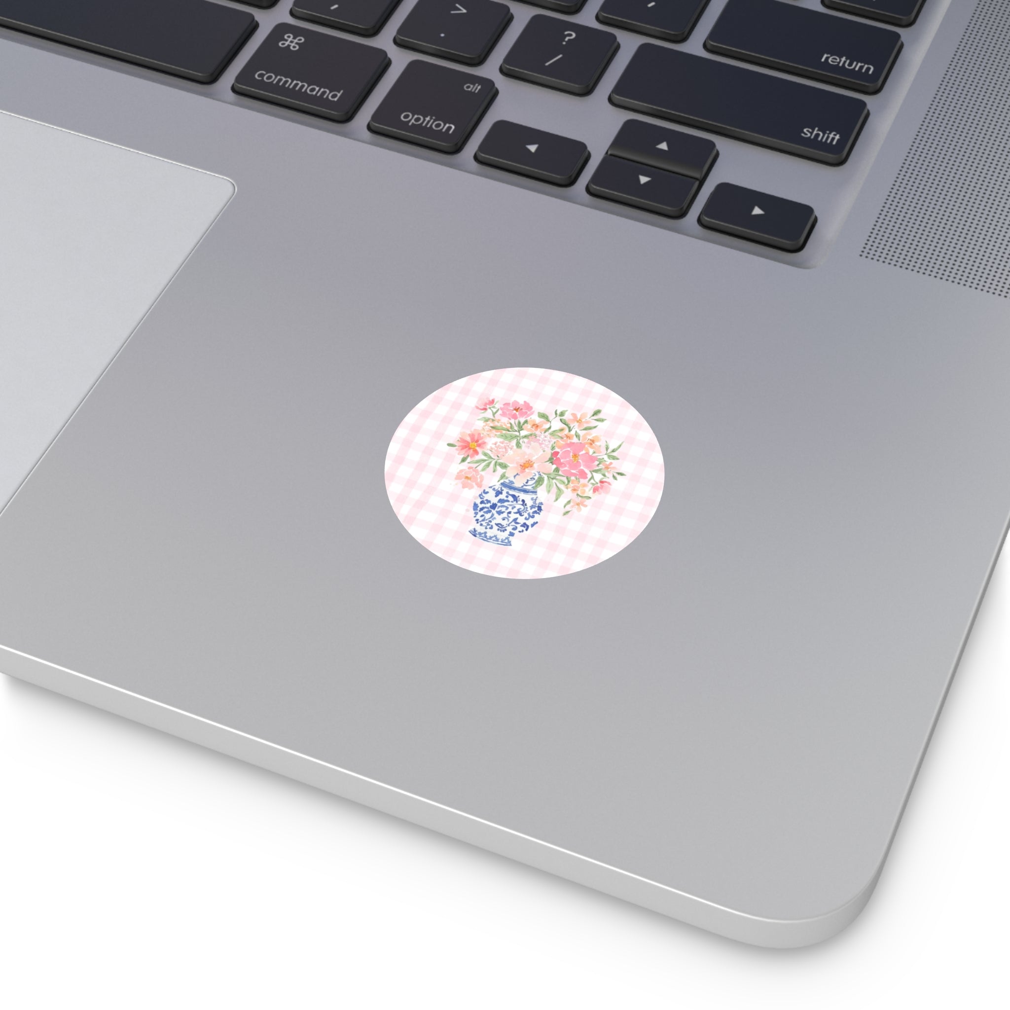 Pink Gingham Bouquet - Vinyl Sticker