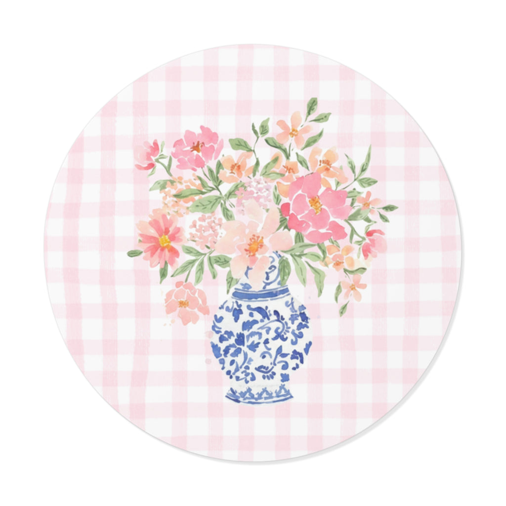 Pink Gingham Bouquet - Vinyl Sticker